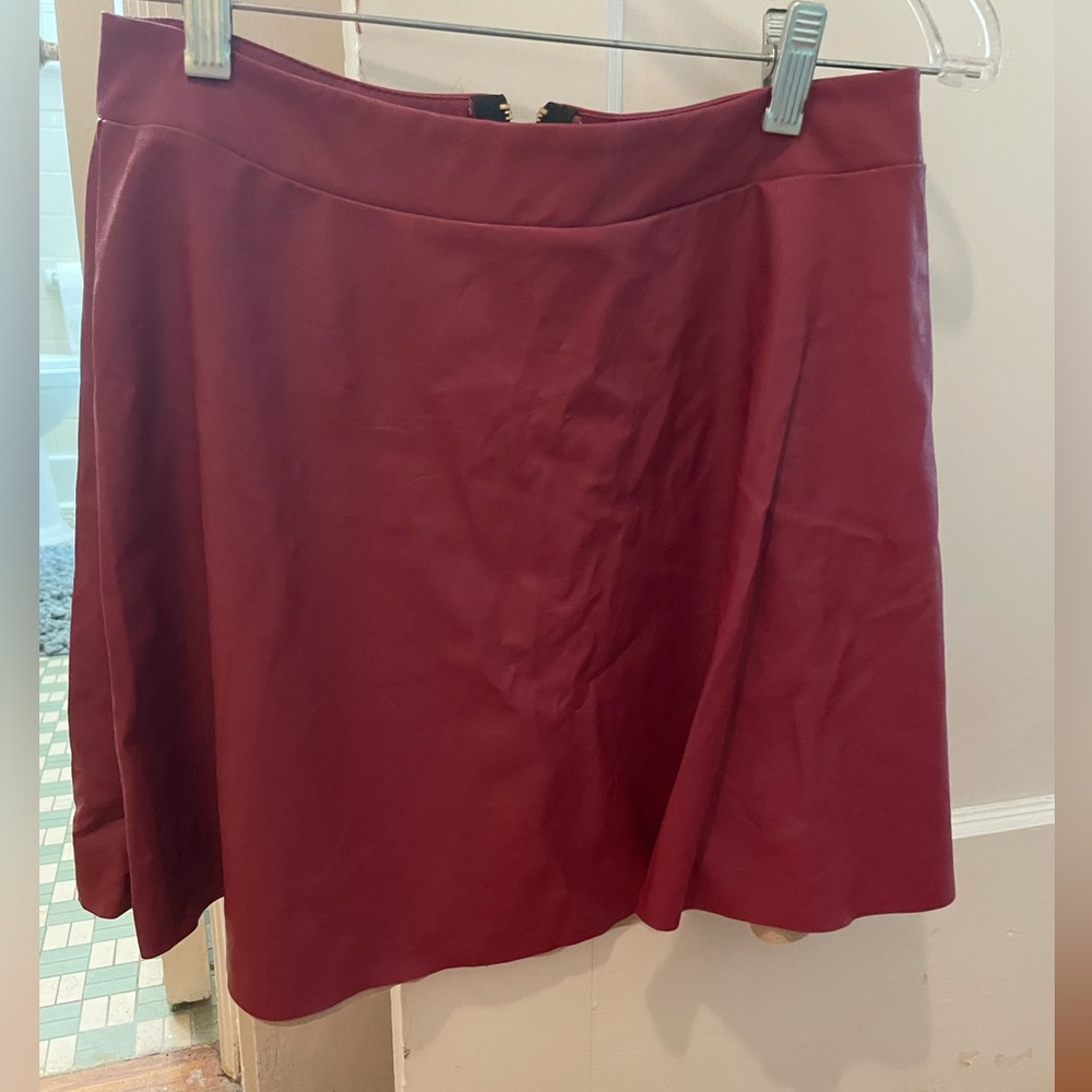 Tyche Wine A-Line Leather Skirt
